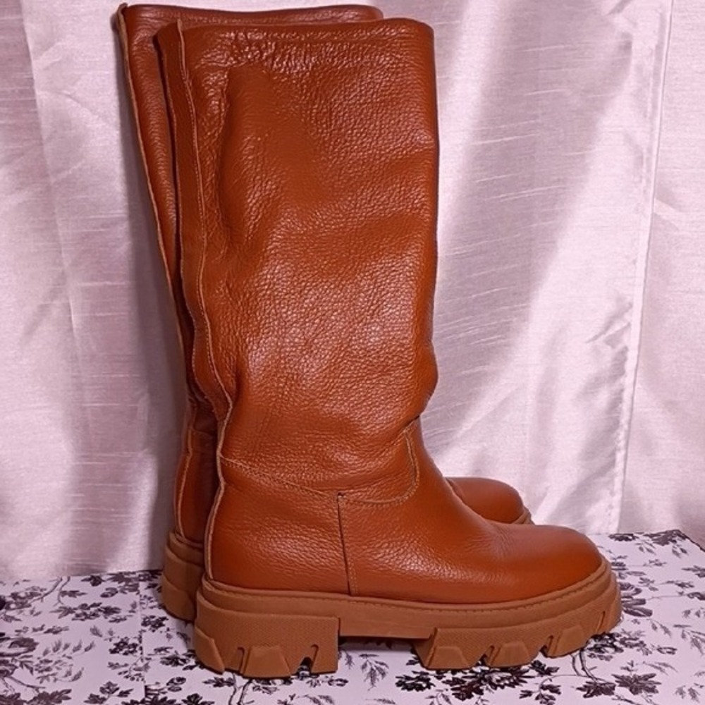 Italian Stylish Women's Brown Over the Knee Leather Boots‎ Size 41 EUR- 10 US